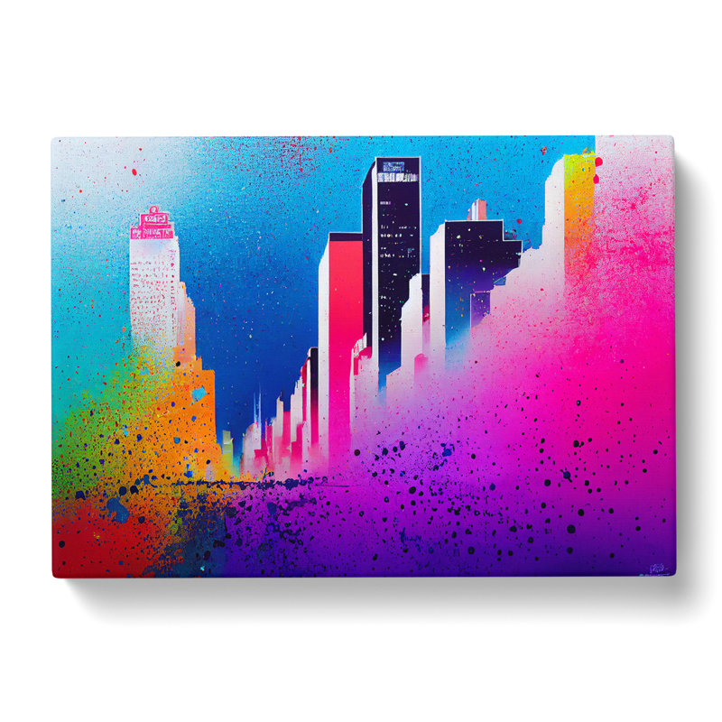 Skyscraper Skyline Splashed Vol.3 - Wrapped Canvas, 40cm H x 60cm W x 3cm D