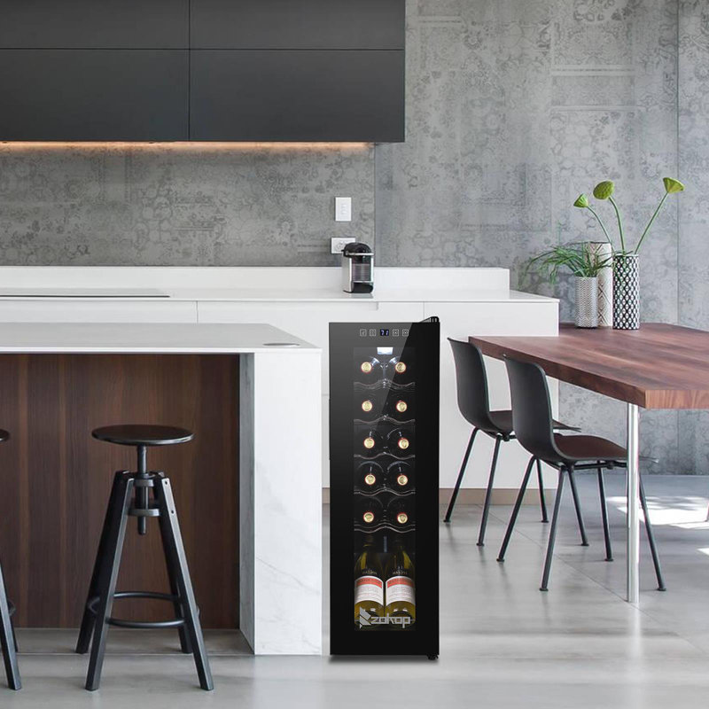 Winado Single Zone 9.92'' Freestanding 12 Bottle Wine Refrigerator