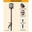 Ensemble de 8 lampes de jardin à 3 niveaux en forme de pagode, basse tension, avec ampoules, en aluminium ORB et abat-jour en verre dépoli. Idéales pour la cour et le jardin.