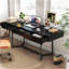 Bureau d'ordinateur moderne noir 70,87 po, bureau d'étude, pieds en métal en forme de Y