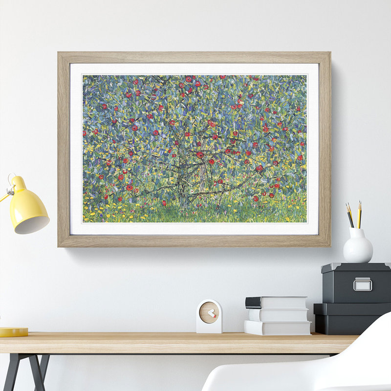 Orchard with Roses by Gustav Klimt - Picture Frame Painting, 27cm H x 36cm W x 2cm D, Oak Framed