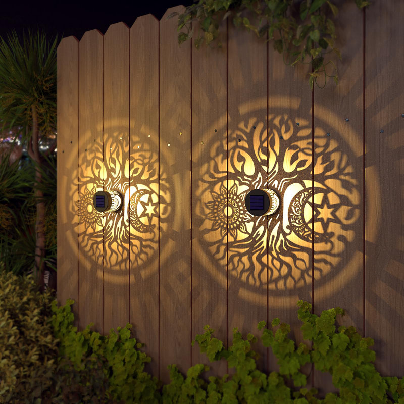2 Pack Solar Fence Lights Solar Outdoor Wall Lights Metal Solar Powered Deck Step Lights