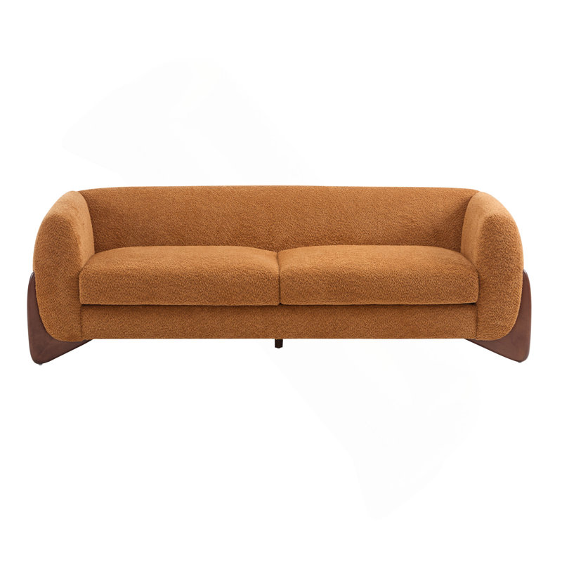 82Inches Boucle Sherpa Sofa -Caramel, Caramel Boucle