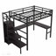 Lit mezzanine polyvalent en métal avec garde-robe, bureau, USB et DEL, parfait pour économiser de l'espace et être multifonctionnel-417291309