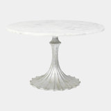 Flute Table 60" White Marble Top W/34" Gold Leaf Base