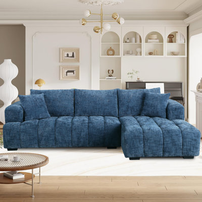 109" Channel Tufted Upholstered L-Shape Sectional Sofa Chaise