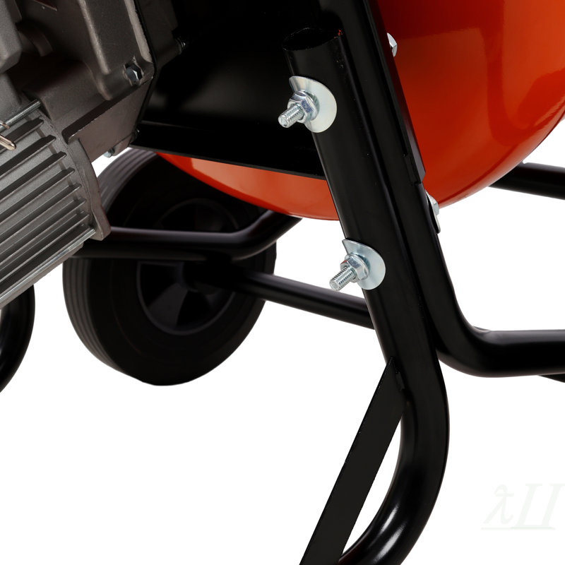 Mélangeur de ciment portatif horizontal 5CUFT (150L), mélangeur de béton portatif 110V-60HZ, couleur orange, certifié CSA
