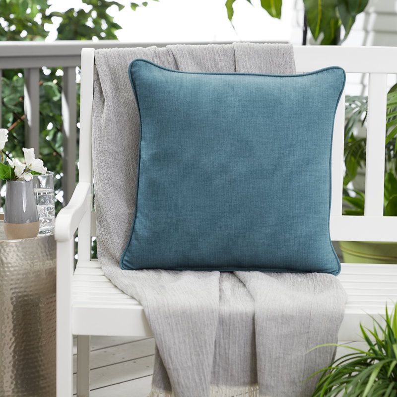 Hansah Outdoor Reversible Throw Pillow, 18" H x 18" W x 6" D, Sunbrella Spectrum Denim