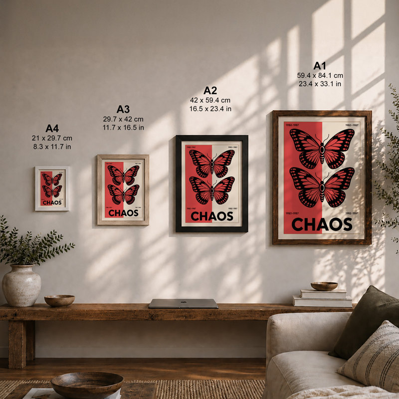 Chaos Butterflies Modern - Print, Unframed, A2 - 59.4 x 42.0 cm