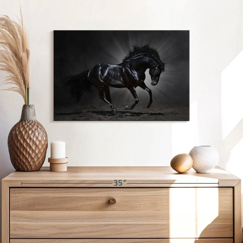 Brampt Elegant Black Horse, 34" H x 51" W