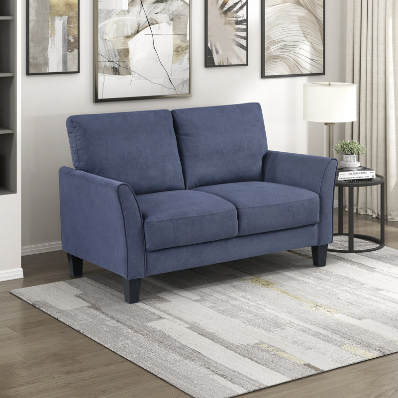 Laffey 56" Modern Upholstered Loveseat – Compact 2-Seater Sofa with Plush Cushions & Sturdy Wood Frame, Blue