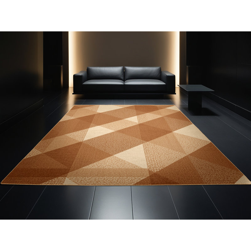 Tapis traditionnel en tissu écossais lavable à la machine Manhasset - brun clair, 7x9