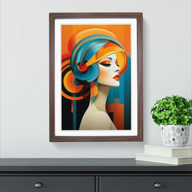 Single Picture Frame Print on Wood, Walnut Framed, 46cm H x 34cm W