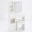 Petit meuble-lavabo de 29,2 po avec tiroir à gauche + tabouret rembourré, 2 blocs d'alimentation CA + 2 ports USB, support pour séchoir à cheveux, très grand miroir à DEL coulissant à contrôle tactile, changement de luminosité tricolore, réglage de la luminosité