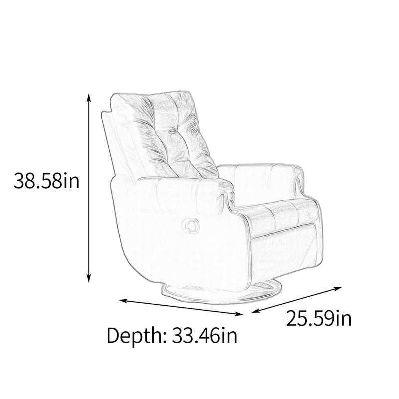 Ergonomic 360°Rotating Recliner with Wide Backrest, Black