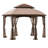 Sunjoy 13.5 ft. x 13.5 ft. Brown Steel Gazebo with 2-tier Tan and Brown Dome Canopy