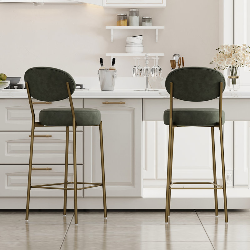 Tabouret de bar moderne en similicuir de 29 po avec siège à 2 places, cadre doré, repose-pieds et coussinets antidérapants pour une stabilité et un assemblage faciles. Cuir de 29,13 po, stabilité
