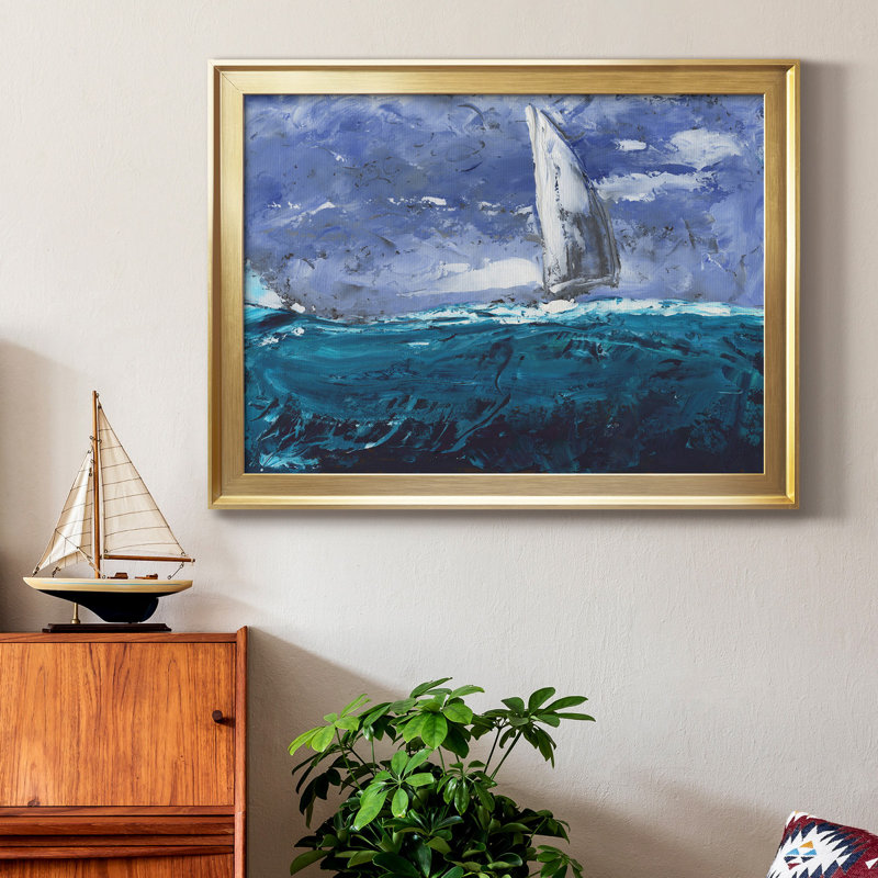 «Sail Ho I» - peinture encadrée, H 30,5 po x l 42,5 po x P 1 po, Or, Pas de tapis