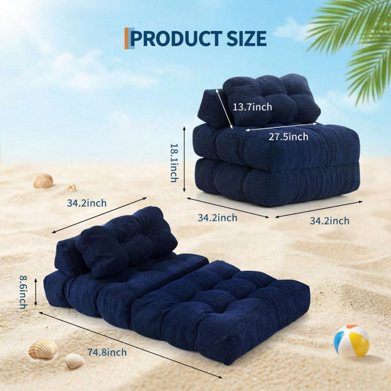 1 Seater Sofa, Blue