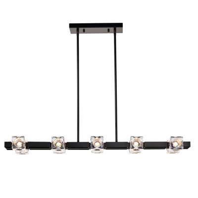 Gunner 10-Light Crystal Linear Pendant Chandelier with Adjustable Height (Bulb Not Included)