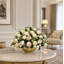 Large Faux White Peony Centerpiece: French Country Gold Vase Arrangement