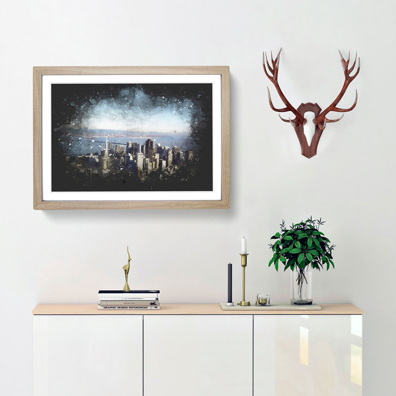 View of San Francisco - Picture Frame Graphic Art Print, 33cm H x 45cm W x 2cm D, Oak Framed