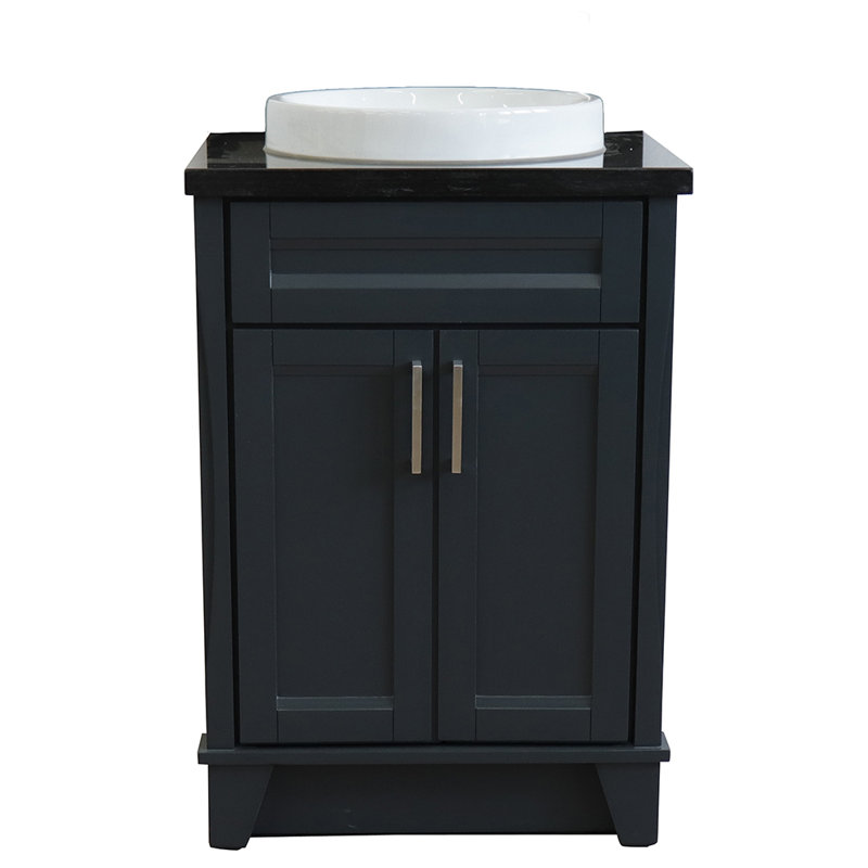 25'' Single Bathroom Vanity with Granite Top, Black Galaxy