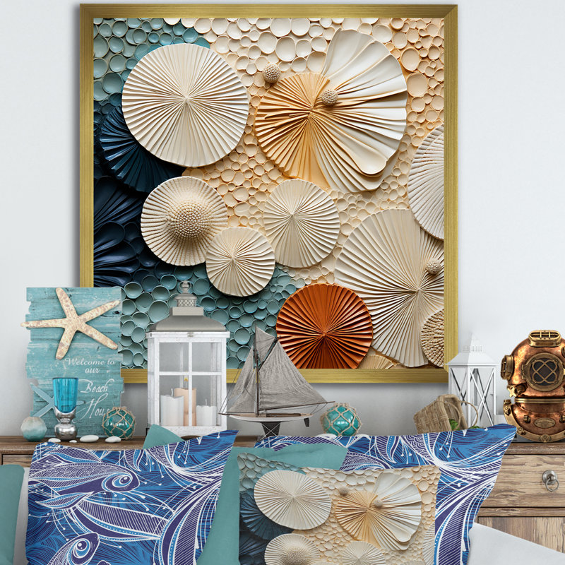 " Seacreature Reflections IV ", 36" H x 36" W x 1.5" D, Gold Single Picture Framed