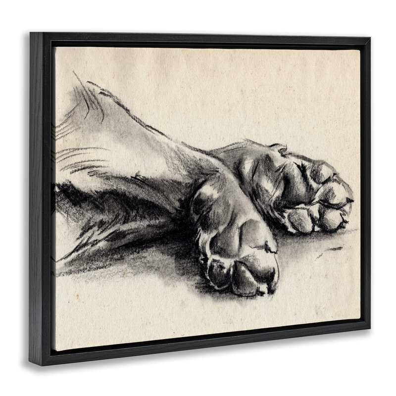 «Dog Paw Charcoal Design Minimal Tan», art mural sur toile par Jennifer Paxton Parker, H 21 po x l 17 po
