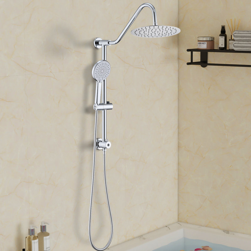 Pomme de douche avec système de douche à main avec pomme de douche à pluie 10 po, Chrome chrome