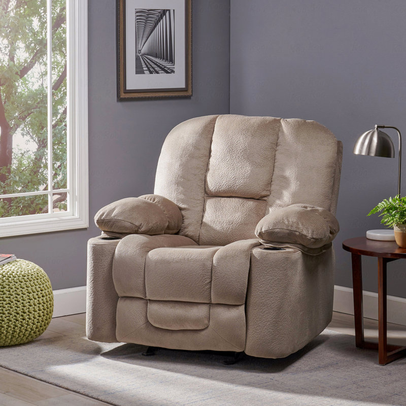 Fauteuil manuel avec fonction inclinable en café, tissu doux pour la peau, double avec 2 porte-gobelets
