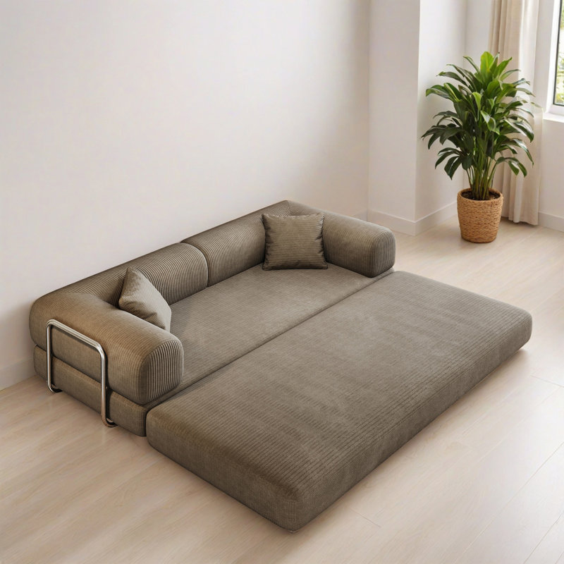 Canapé à compression de 78,81 po, canapé-lit futon convertible Comfy, canapé-lit modulaire sans os pour le salon, Chameau