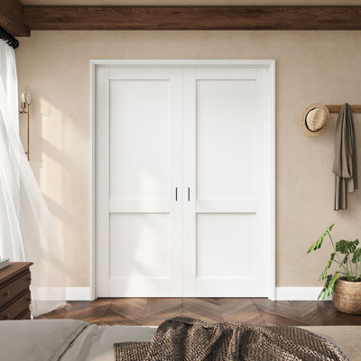 60" X 80" 2-Panel French Door With Black Hinges, Solid Core Door Slab With Frame, French Interior Door As Pantry Door, Bedroom Door, Laundry Door, Closet Doors, Room Doors, Ball Catch & Door Handle Included