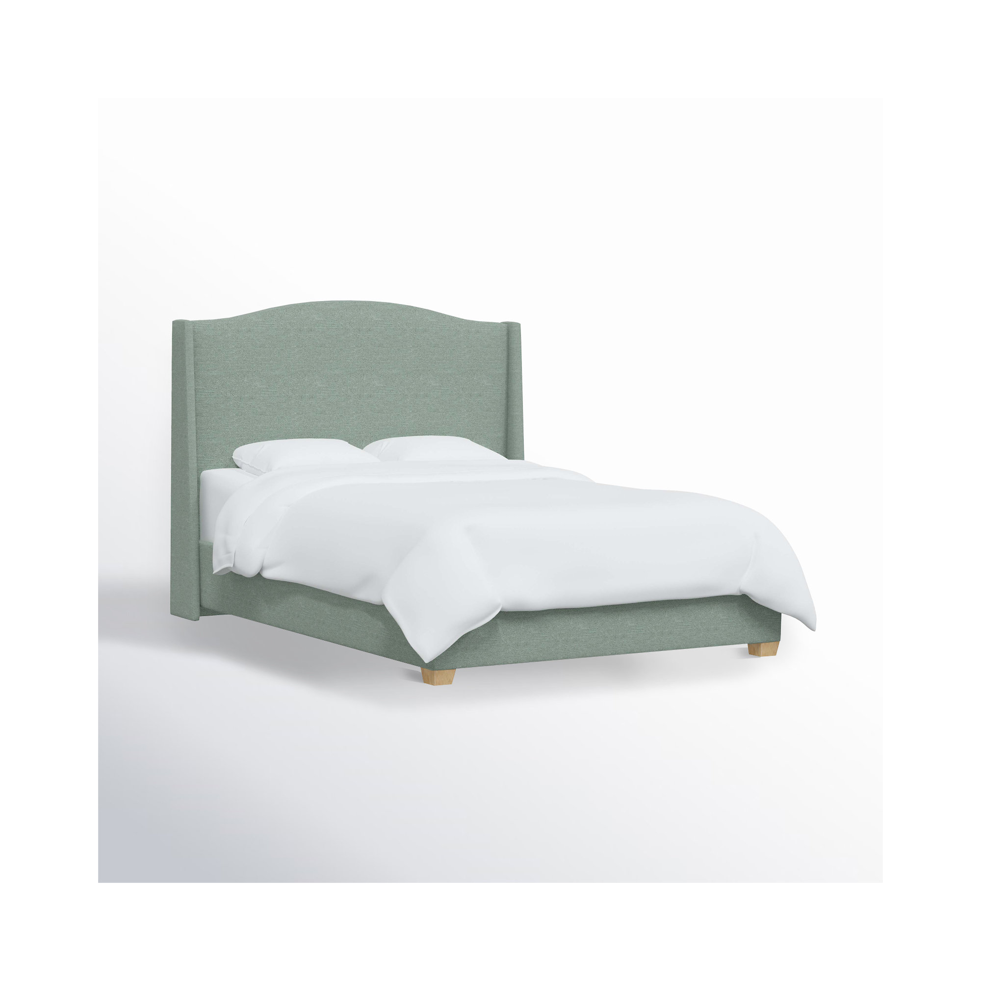 Allis Upholstered Wingback Bed, Textured Seafoam Linen, California King