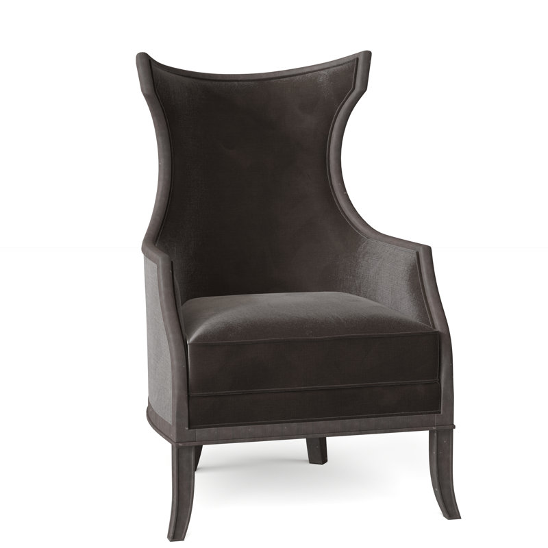 Marcel 27.25" W Wingback Chair, Charcoal, 9953 Hazelnut