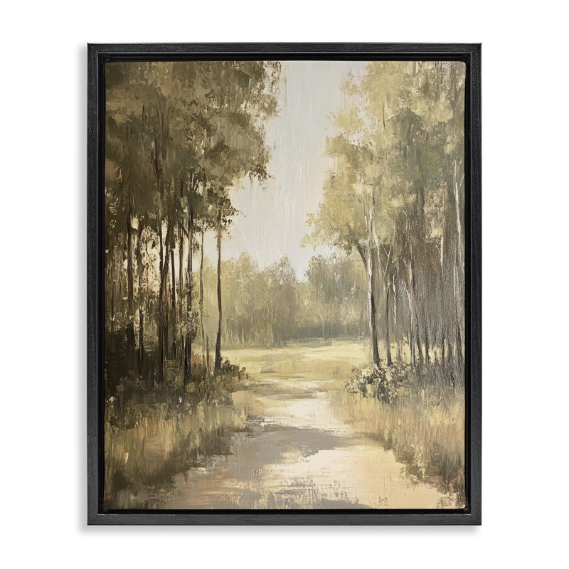 Cadre flottant To The Woods Pathway, design par Petal Prints Design, H 31 po x l 25 po, Cadre flottant noir de jais