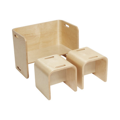 ECR4Kids Premium Bentwood Multipurpose Table and Chair Set, Kids Furniture, Natural, 3-Piece -  ELR-3000