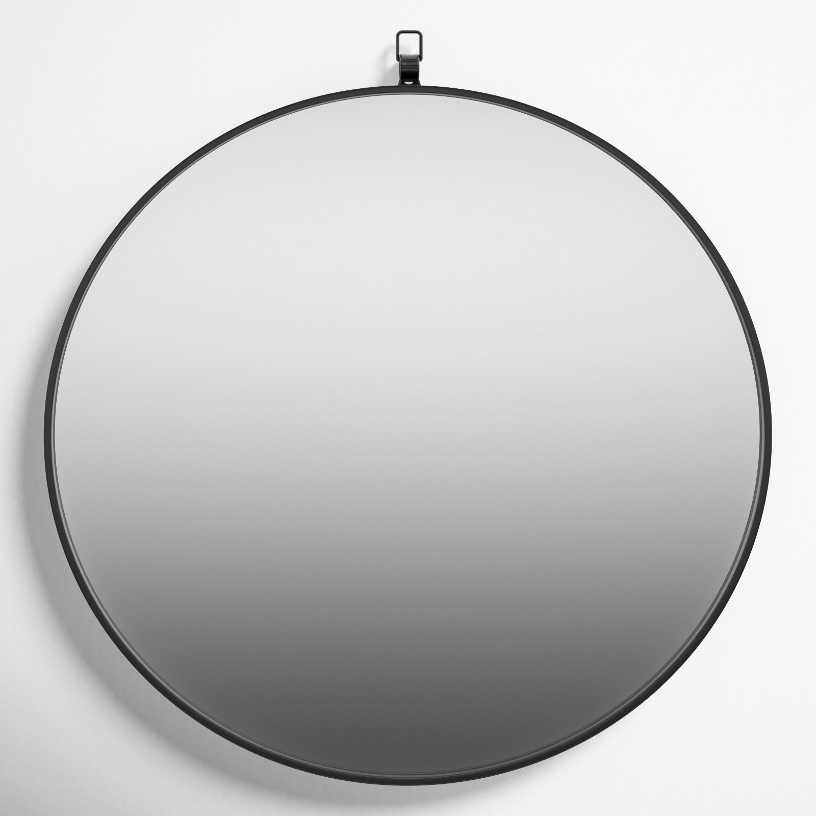 Cassie Metal/Manufactured Wood Round Wall Mirror, Black, 18" x 18"