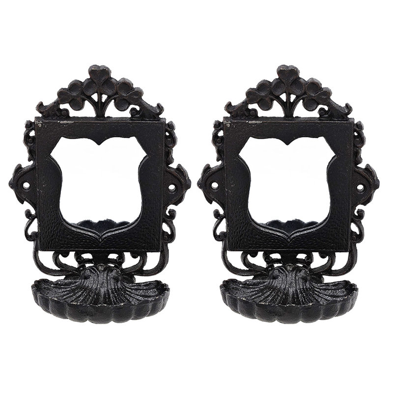 Porte-savon en fonte avec miroir et volutes ornées, 2