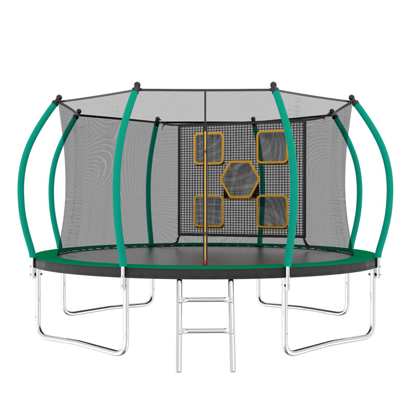 Trampoline HomeMiYN Avec Filet De Protection 360°, échelle, Cadre En Acier Inoxydable – Tailles 183 à 366 Cm, Pour Jardin Ou Intérieur