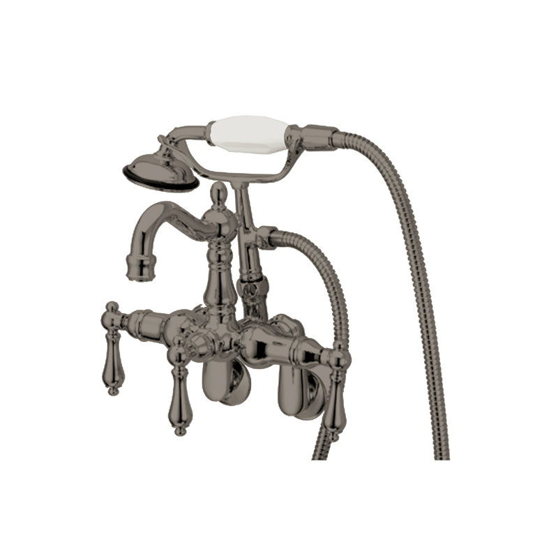Hot Springs Triple Handle Wall Mounted Clawfoot Tub Faucet with Handshower, Chrome