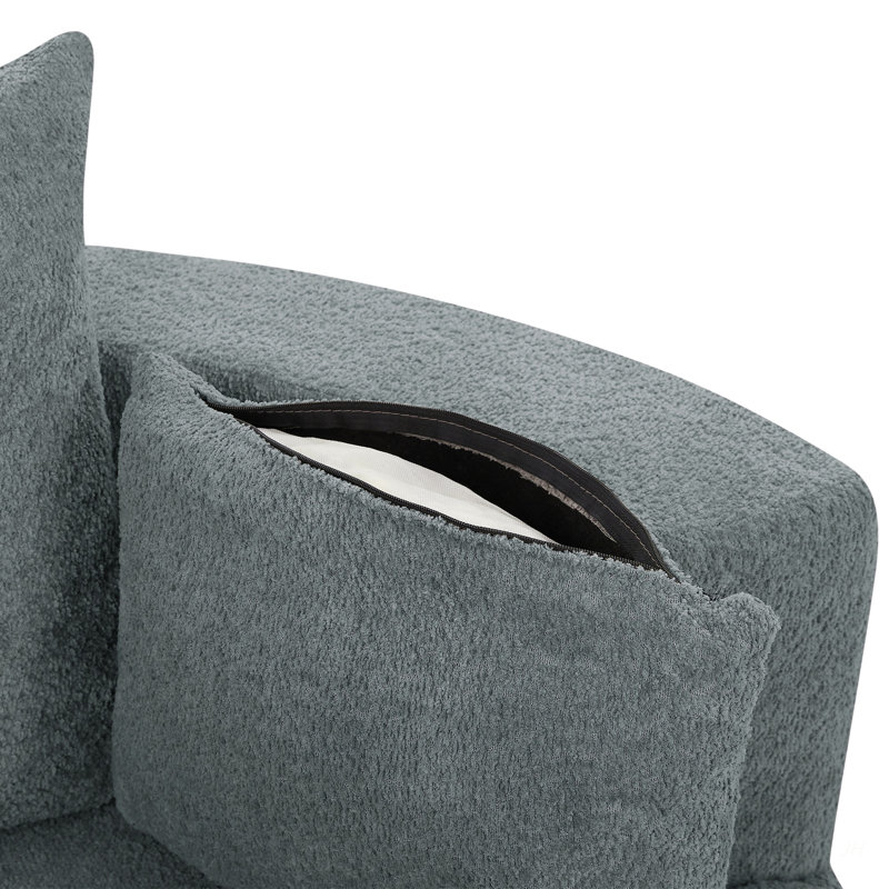 Fauteuil d'appoint pivotant à 360 ° avec 3 coussins amovibles pour le salon, la chambre à coucher, le bureau et l'hôtel