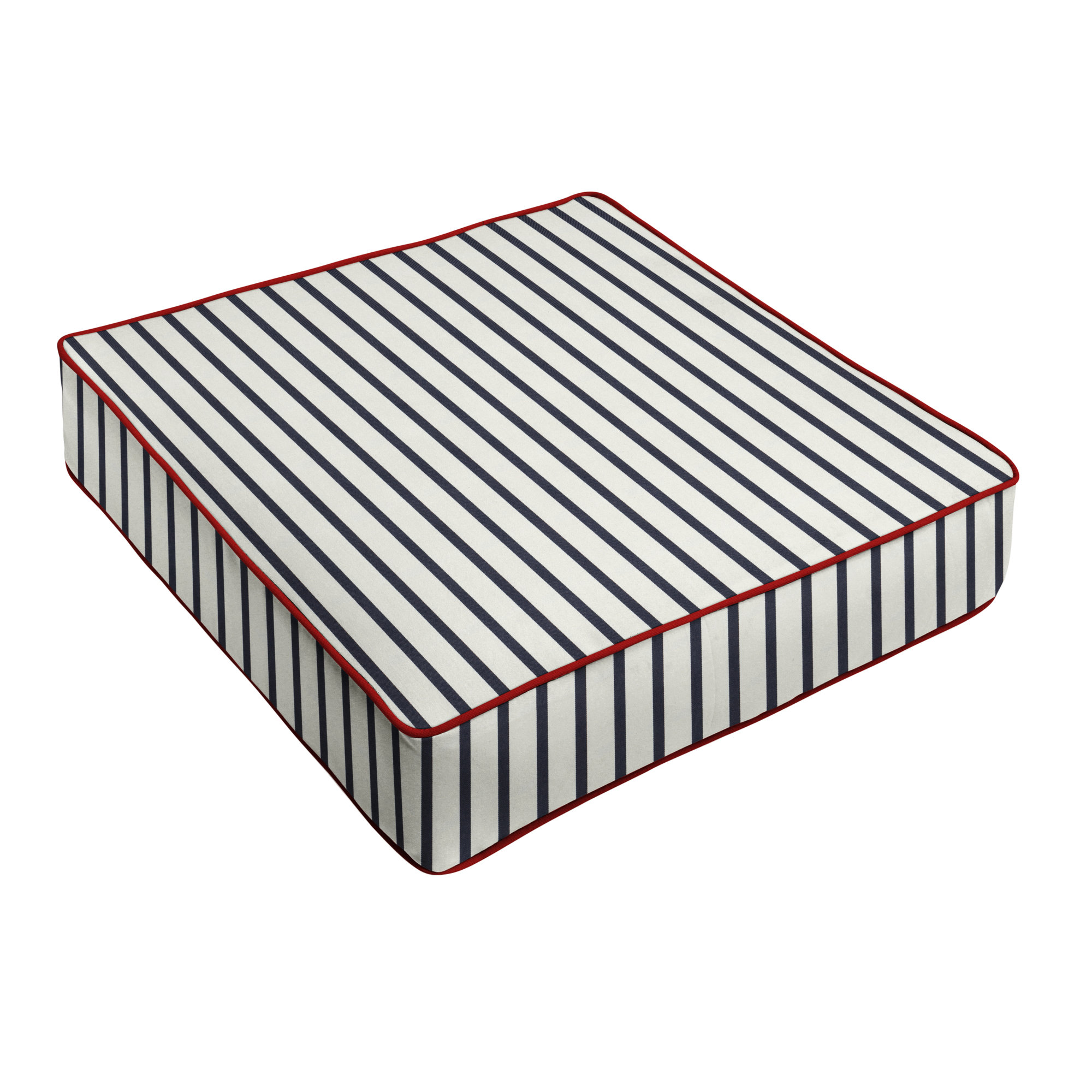 Sunbrella Striped Outdoor Cushion, Lido Indigo/Jockey Red, 23" W x 25" D