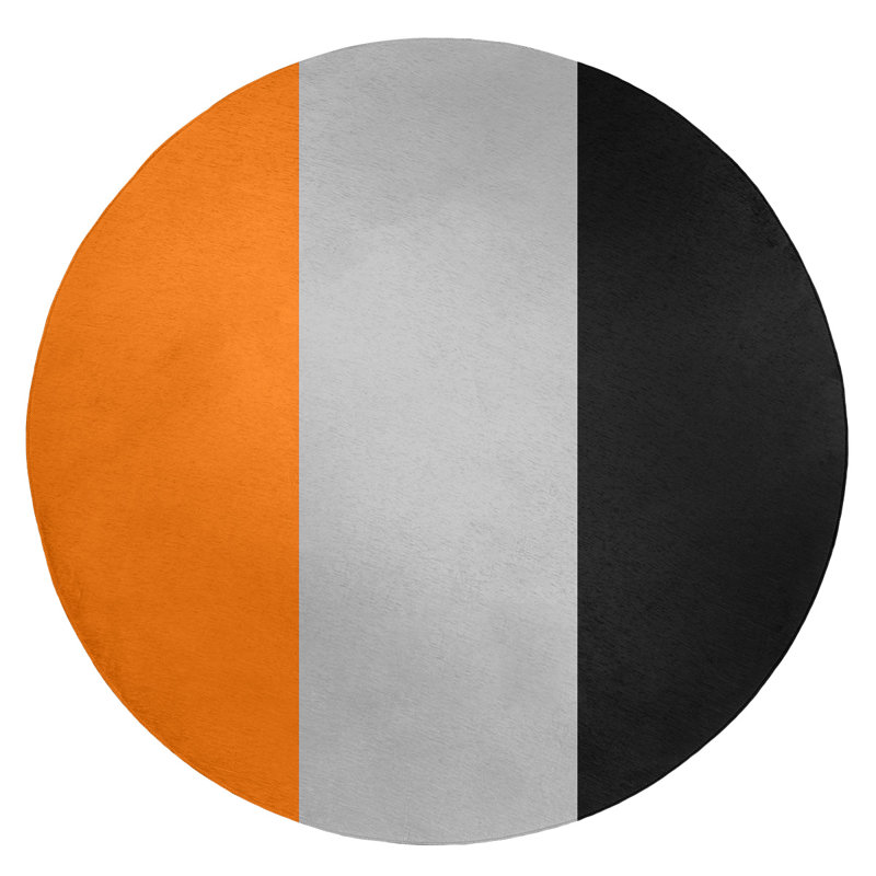 Tapis orange/noir, Rond 5 pi