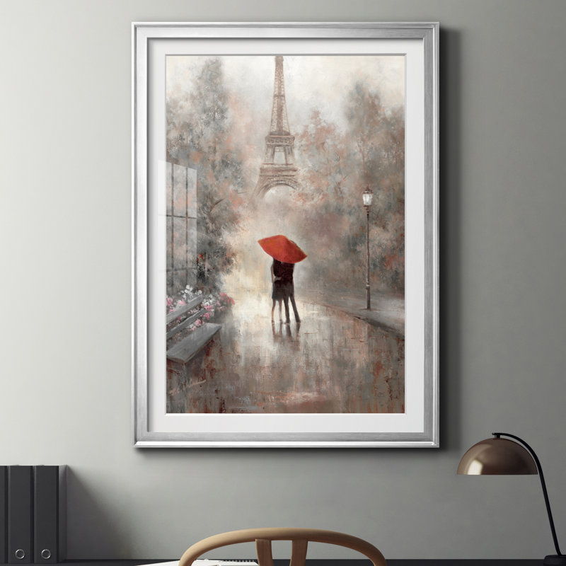 Paris in the Mist - reproduction d'art sur papier encadrée, Papier avec cadre argenté, H 22,5 po x l 30,5 po x P 1,5 po