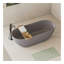 63" Luxury Engineered Solid Surface Bathtub, Stone Resin Freestanding Soaking Bathtub with Overflow and Pop-up Drain for Contemporary Bathroom, Matte Grey 23S03-63MG