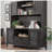 Coastal Hutch with Storage, Black finish