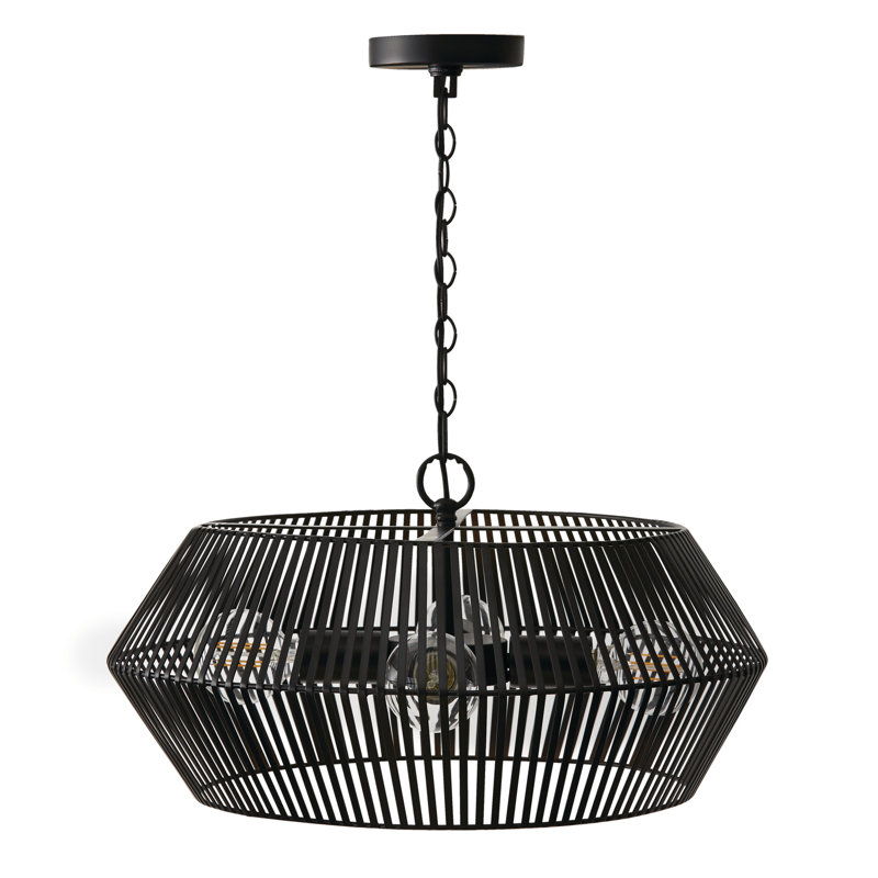 Luminaire suspendu géométrique à 4 lumières Kaiya, Noir