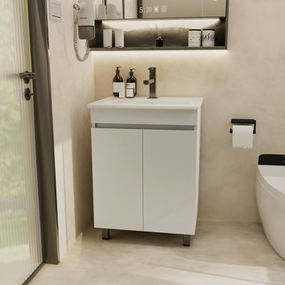 Meuble-lavabo autoportant avec porte et meuble-lavabo avec porte