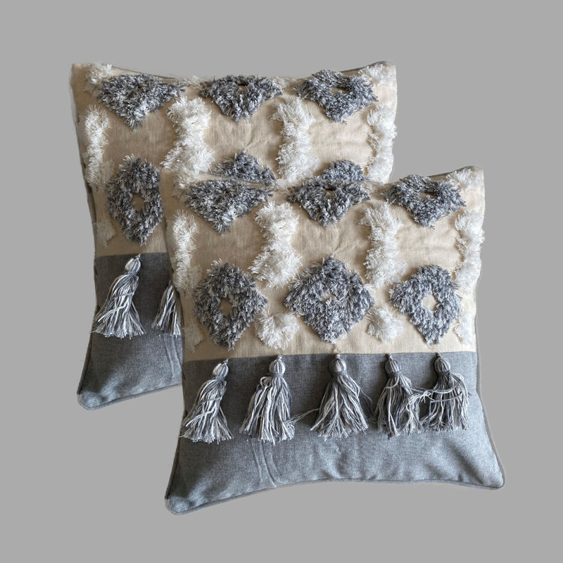 Geometric Cotton Blend Pillow Cover